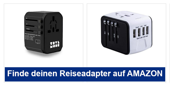 Finde deinen Reiseadapter auf AMAZON